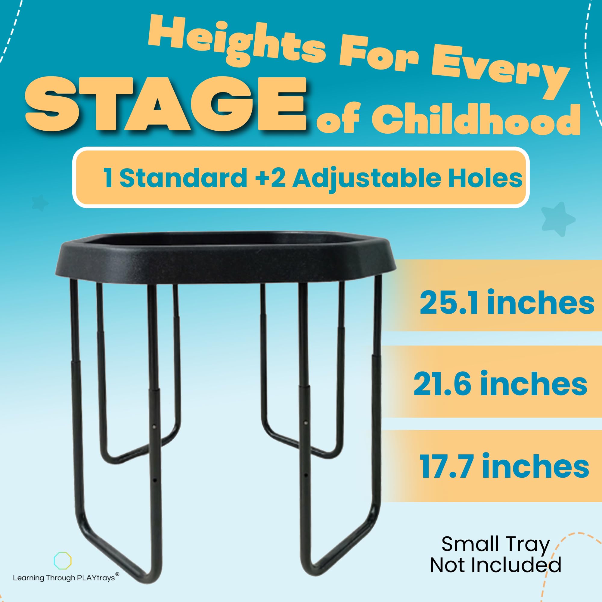 Soporte para bandeja pequeña de Tuff | Patas para bandeja de juego pequeña | Mesa ajustable para niños | Mesa de arena y agua | Muebles de aula