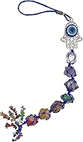 Vista 11 de LUCKBOOSTIUM Llavero de ojo turco de 7 chakras con borla y piedras preciosas – Adorno colgante para automóvil, meditación, amuleto de protección