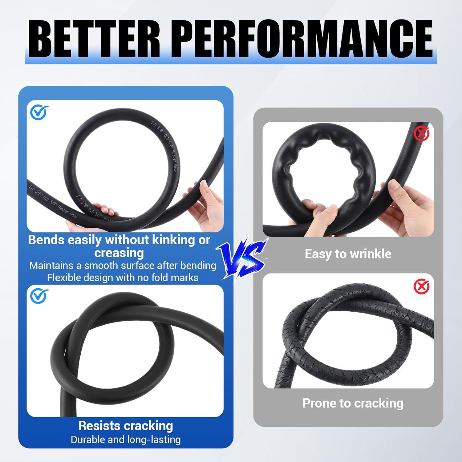 Outus 3/8" ID Heater Hose, 50FT EPDM Rubber Black Heater Hose, 280PSI Working Pressure for Automotive Radiator/Heating Systems