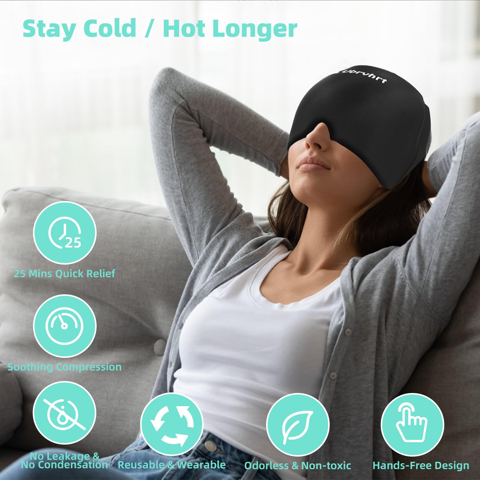 Bonnet Anti-migraine I-THERA-U Réutilisable Avec Pochette De Gel - Masque De Soulagement