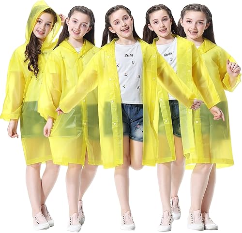 Miniatura 1 de YUNLOVXEE Poncho de lluvia para niños, paquete de 2 a 5 abrigos de lluvia reutilizables de EVA para niños de 6 a 14 años, chaquetas de lluvia con