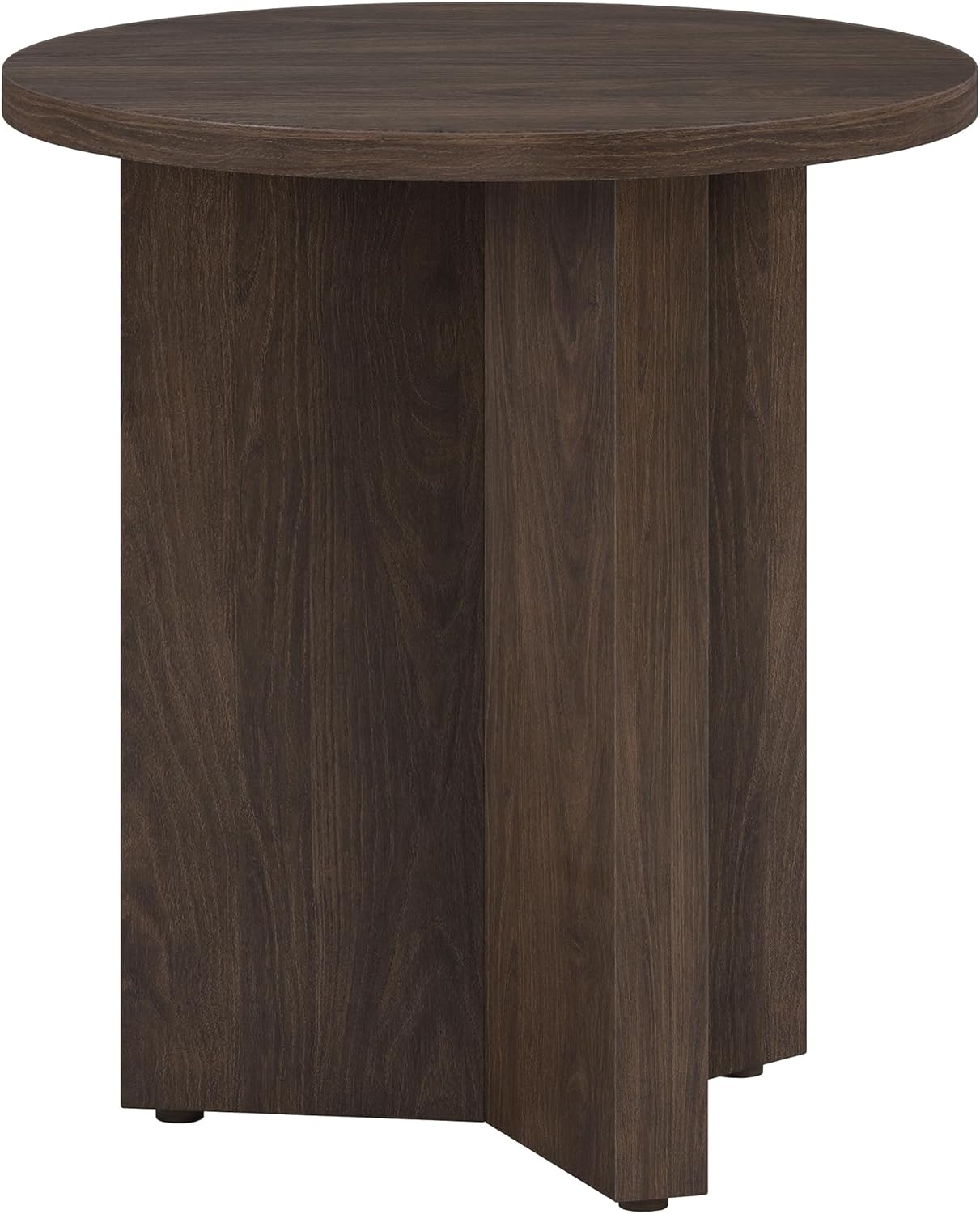 Henn&Hart 20" Scandinavian Round Wooden End Table, Side Table, Nightstand with X-Base for Living Room, Office, Family Room, or Bedroom, Warm Brown