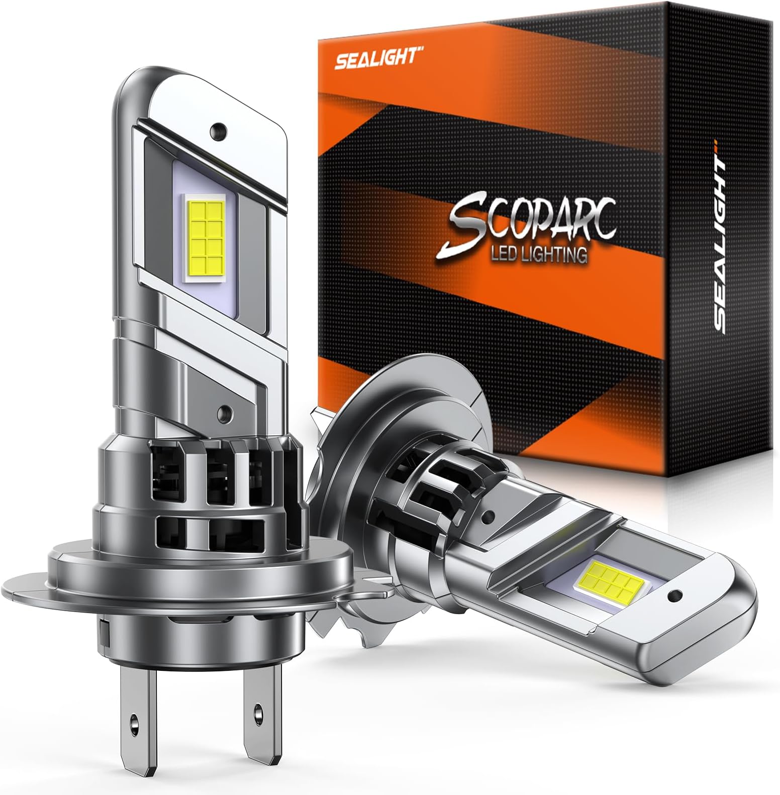 - H7 Fog Bulb 40000LM Super Brigh, 6500K Cool White with Cooling Fan, 1:1 Mini Size Light Bulbs, Plug-N-Play, Pack of 2