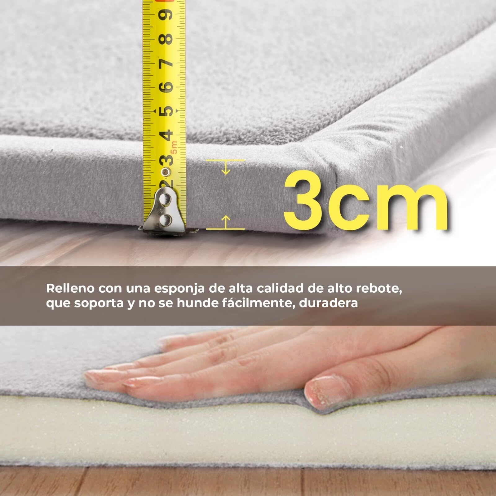 Tapis d'eveil Bebe, Tapis de Jeux 3CM (Gris Argenté, 200x300CM)