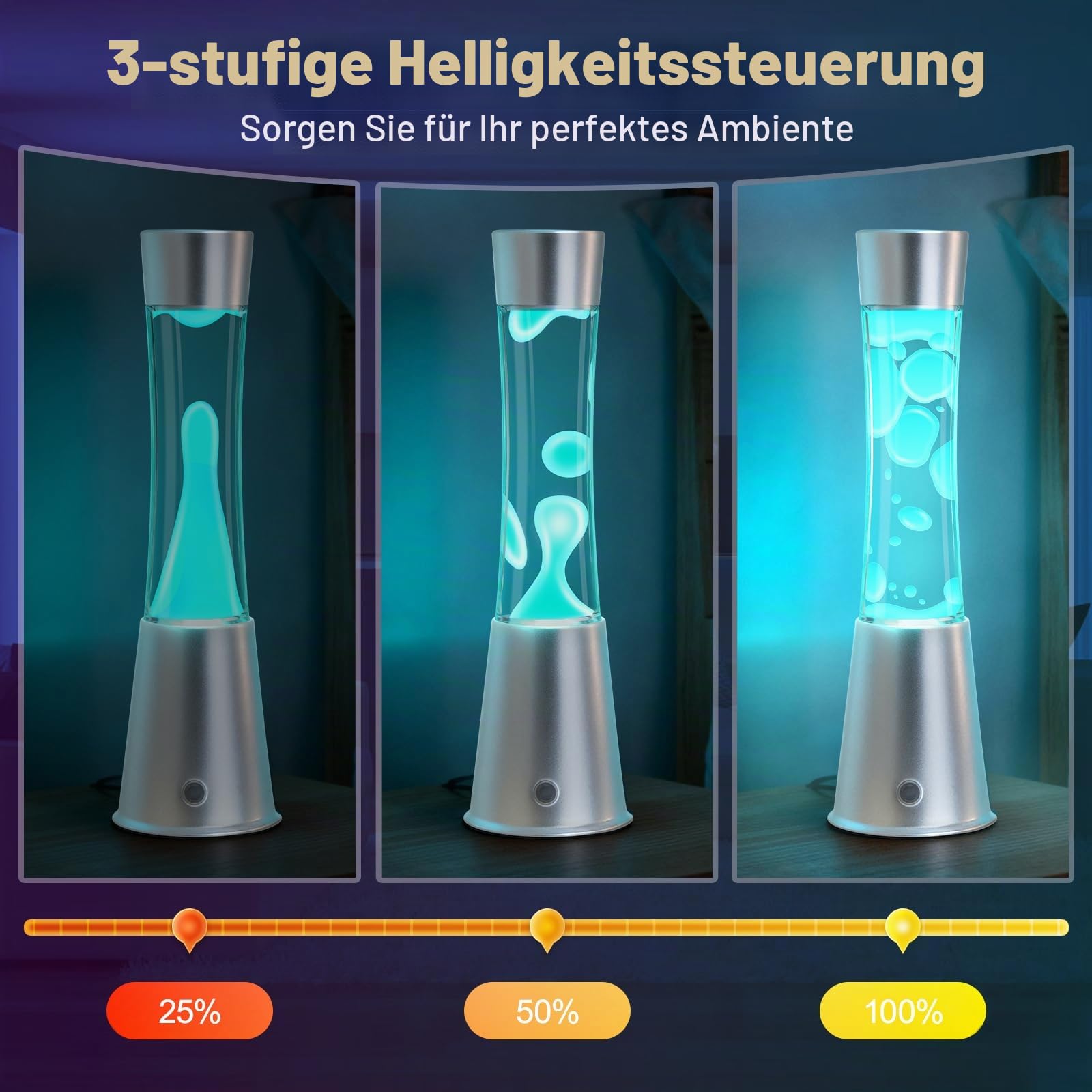 Lavalampe, 17-farbige LED Stimmungslampe mit Fernbedienung. Für Büro, Deko & Entspannung, ideal für Erwachsene und Kinder