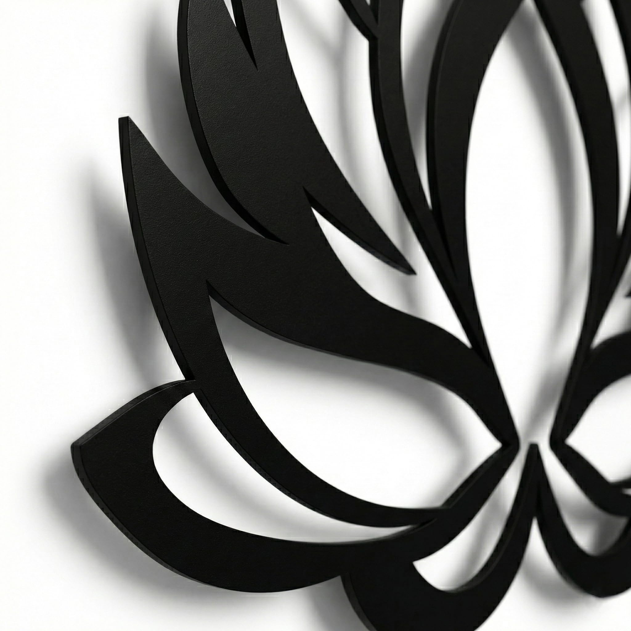 DEKADRON Arte de pared de metal, flor de loto, decoración de pared de metal para el hogar, la oficina, el estudio de yoga, negro