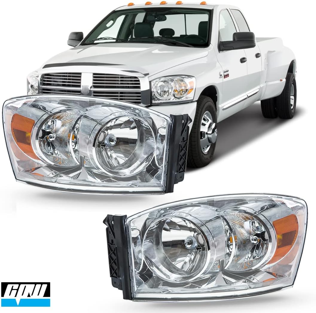 CPW Headlights Assembly Compatible with [2006-2008 Dodge Ram 1500] [2006-2009 Dodge Ram 2500/3500] Projector Headlights Headlamps Pair Set