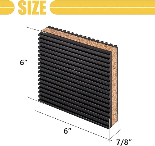 Miniatura 2 de Paquete de 4 almohadillas de goma antivibración con material de corcho, almohadillas de aislamiento de vibración de 6 x 6 x 78 pulgadas para aire