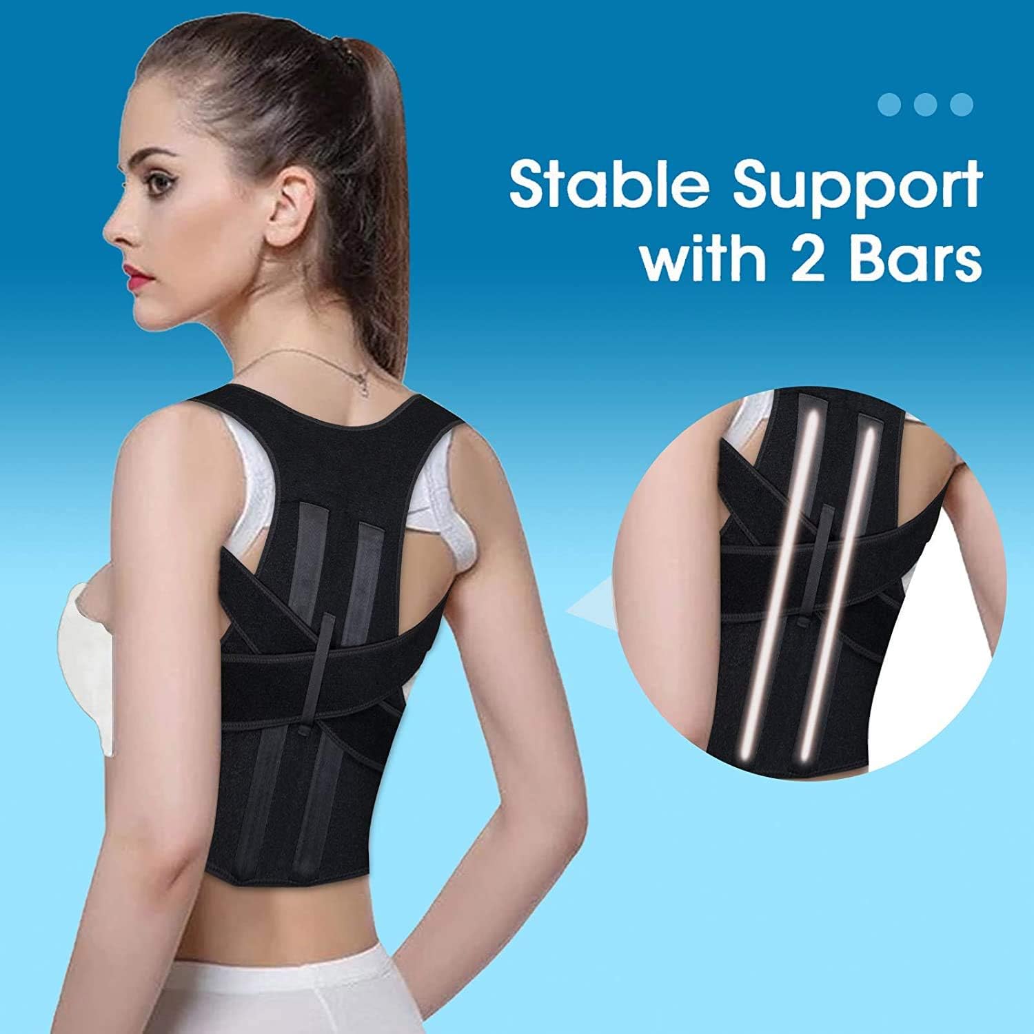 Adjustable Back Posture Corrector for Women & Men with Spine Back Support,Breathable Middle and Upper Soft Back Brace for Posture Improves and Pain Relief From Neck,Back,Shoulders (X-Large(32-46Inch))