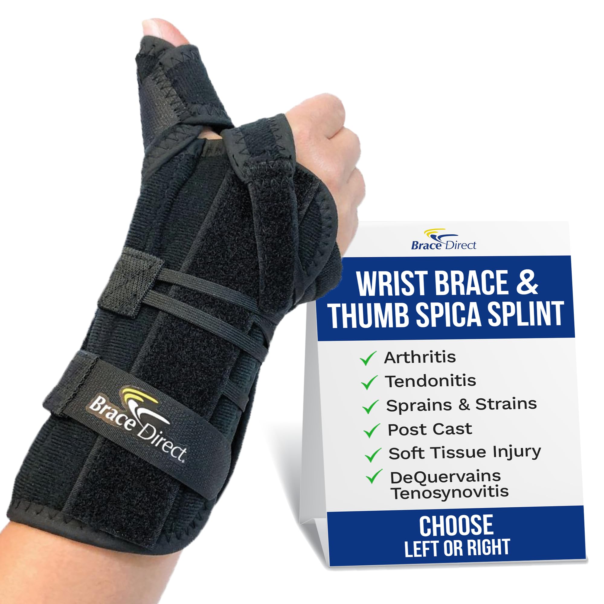 Brace Direct Férulas estabilizadoras universales para pulgar, espica y muñequera médica, artritis, tenonitis, tenosinovitis de Quervain, Universal Left