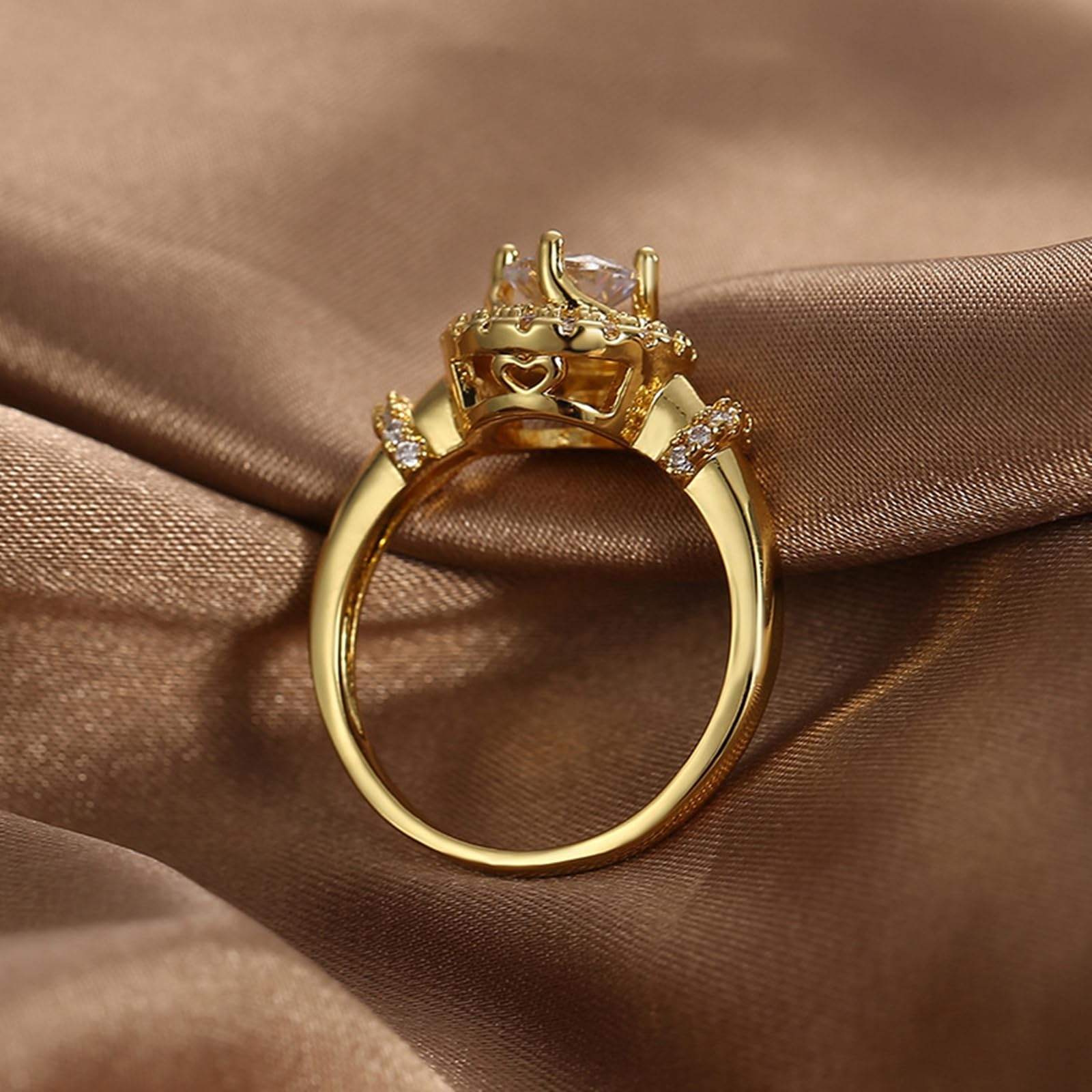 Anillo de oro de oro auténtico de 9 K/14 K/18 K, anillo de boda con 0,5 ct moissanite para mujer