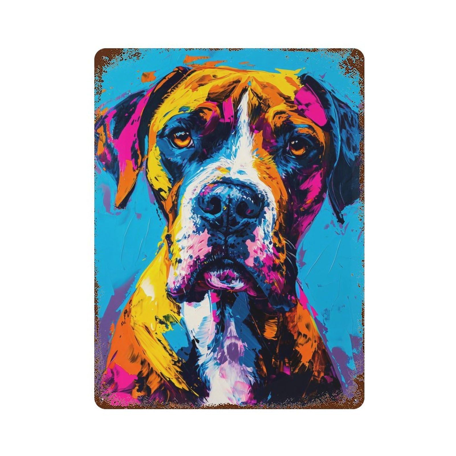 Vintage Rust Metal Sign Expressive Dog 15.7"x11.8", Shabby Chic Decor for Cafe, Home Bar And Lounge Decor