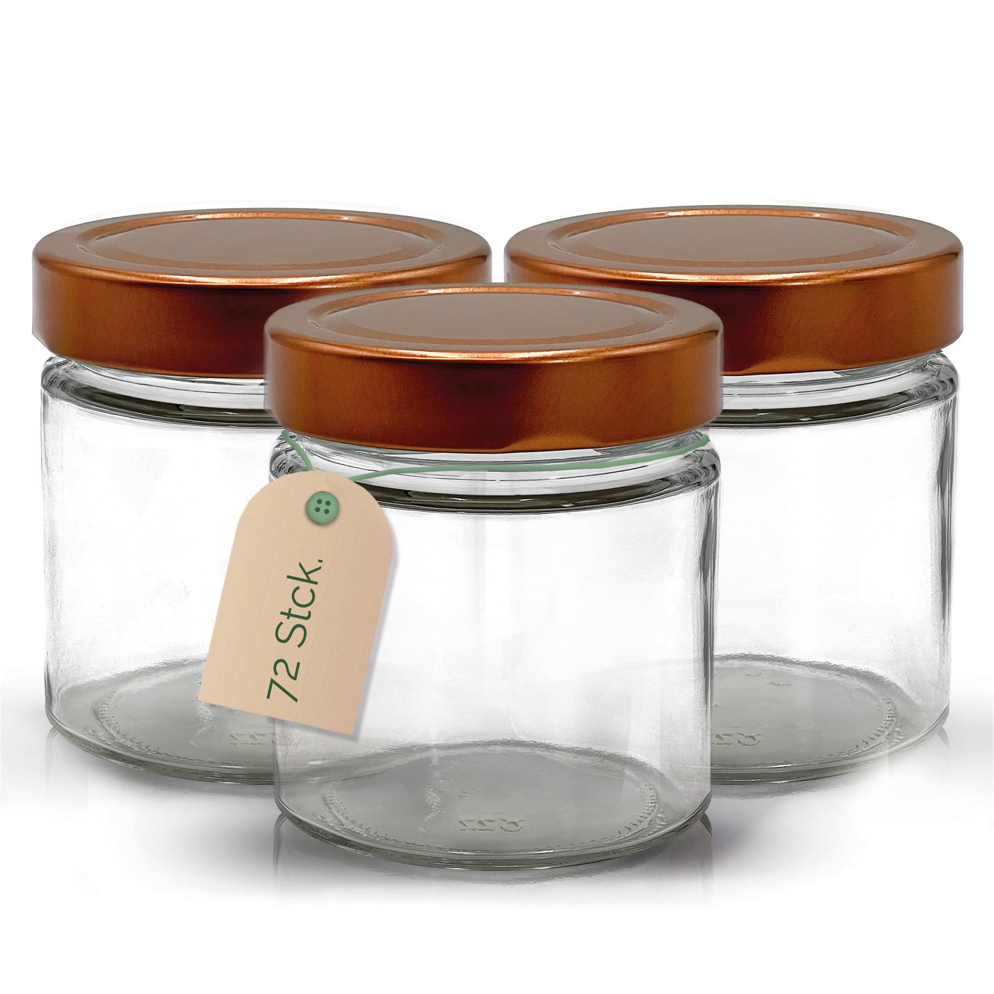 Apoidea – Marmeladengläser 250g mit Deckel in Kupfer 72 Stück/Twist Off Gläser/Einmachgläser/Marmeladengläser mit Deckel/leeres Marmeladenglas/Einkochgläser