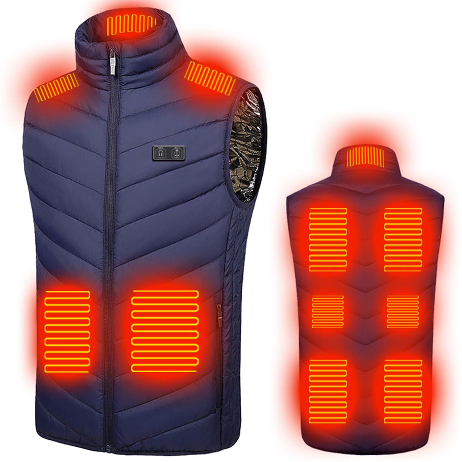 LIUHD Gilet riscaldato, senza maniche, giacca sportiva con 11 pannelli riscaldanti, doppio interruttore USB, gilet termico invernale caldo unisex