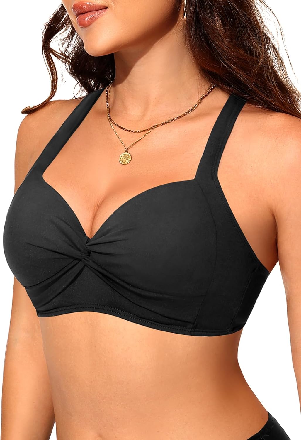 Women Underwire Bikini Top - Push Up Swimsuit Top Twist Front Swim Bra 2025 Retro Bathing Suit - Image 2