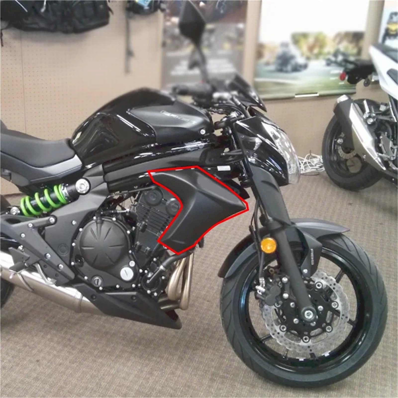 Motocykl Przednia Osłona Chłodnicy Osłona chłodnicy bocznej motocykla pasująca do Kawasaki ER-6N ER 6N 2012-2016 ABS Injection Shell(Unpainted-Left Side)