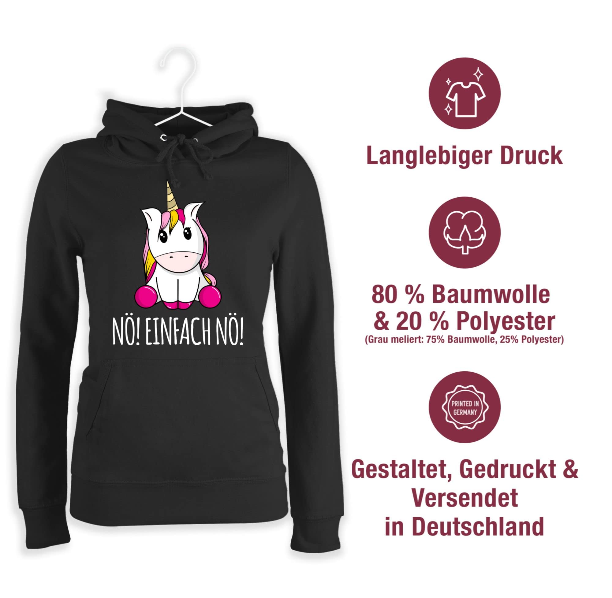 Shirtracer - Pullover Damen Hoodie Frauen - Einhörner - Nö Einfach Nö Einhorn