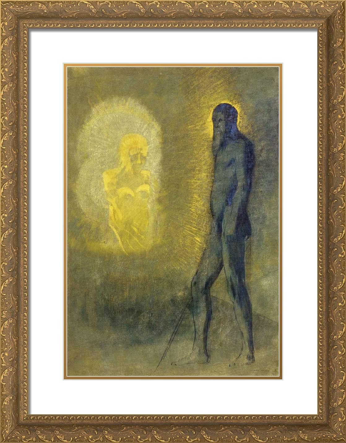 ArtDirect Redon, Odilon 19x24 Gold Ornate Framed Art Print with Double Matting Titled: Apparition l