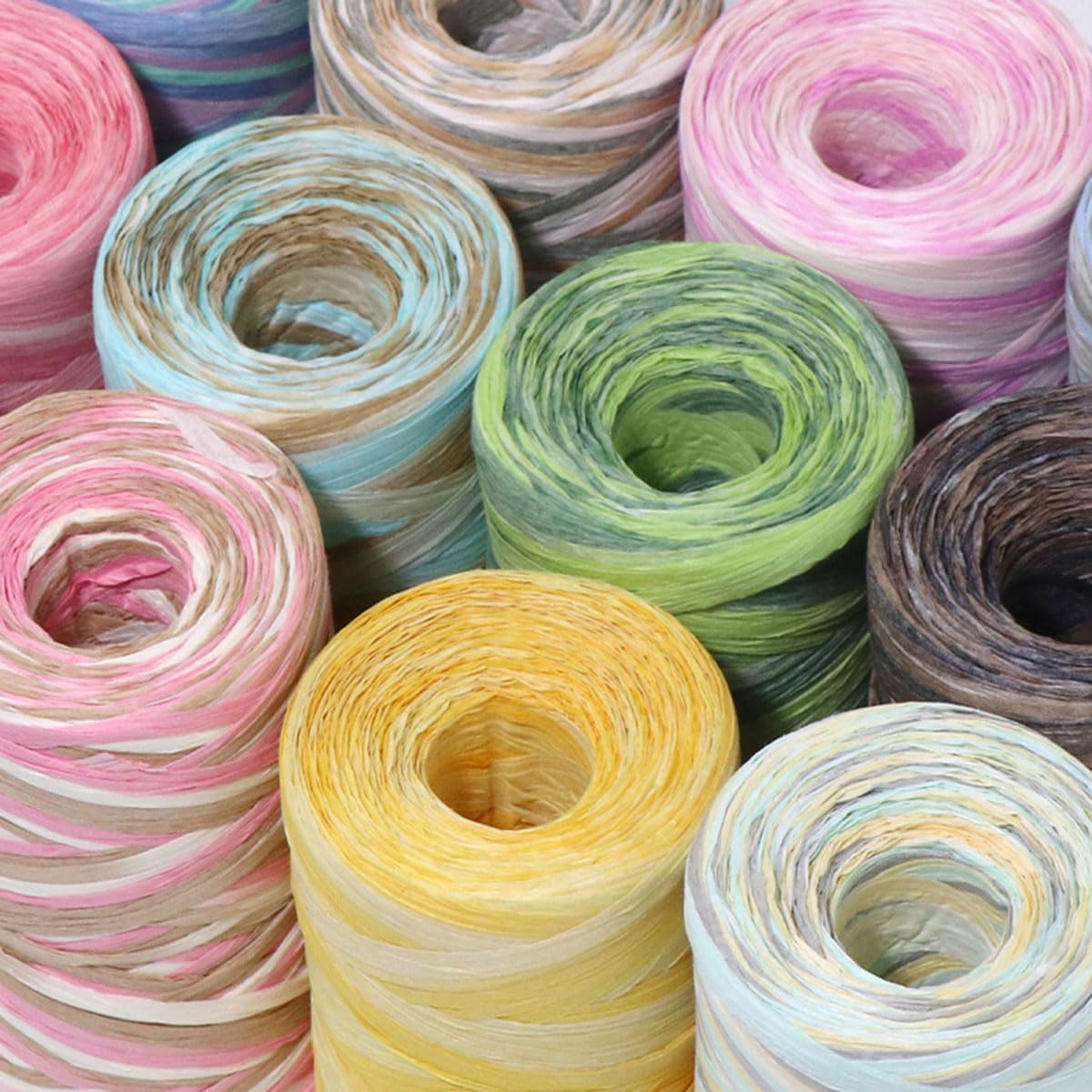 393 Feet Colored Raffia Paper Ribbon, Colorful Pattern Packing Paper String Section Dyeing Raffia Ribbon for Gift Wrapping and DIY Decoration (Pink2)
