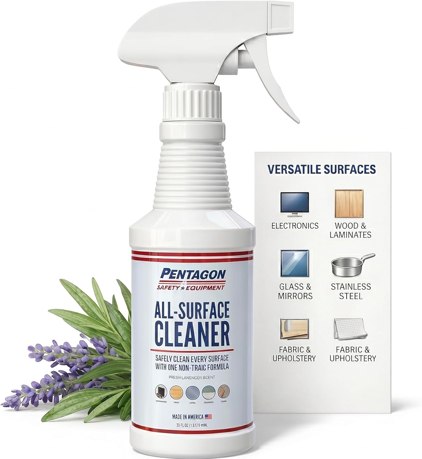 PENTAGON SAFETY EQUIPMENT All-Purpose Surface Cleaner Spray, 32oz, Non-Toxic, Biodegradable, Free & Clear, Family Safe Formula, Made in USA