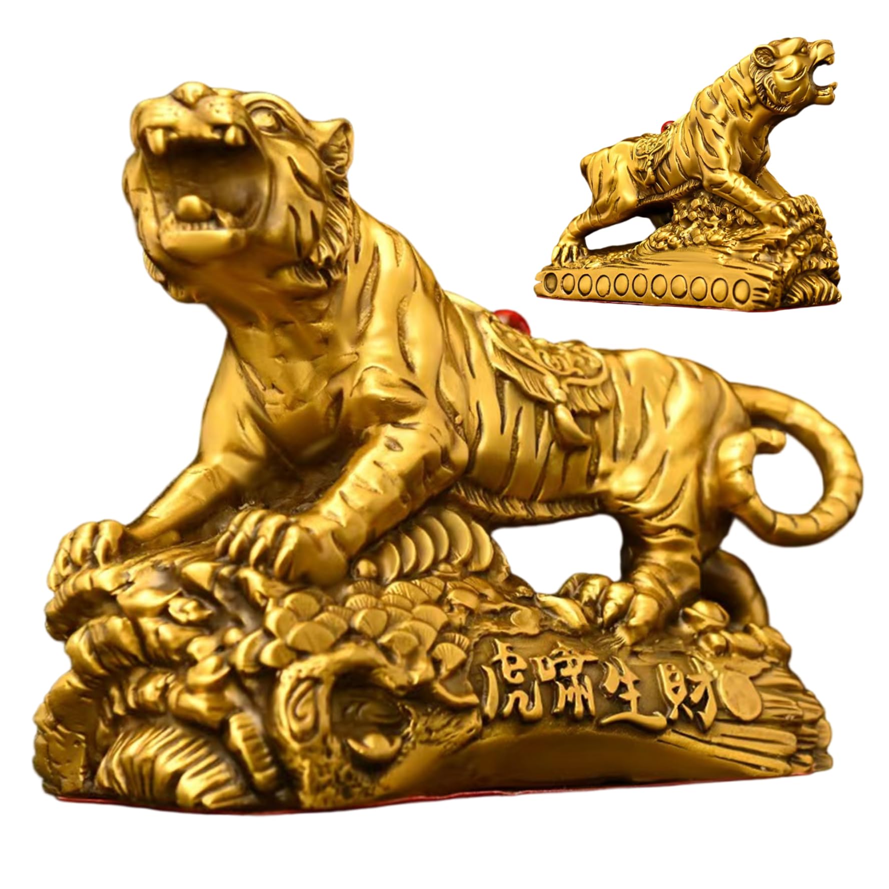 Statue de tigre en laiton massif déco chic pour bureau et étagère