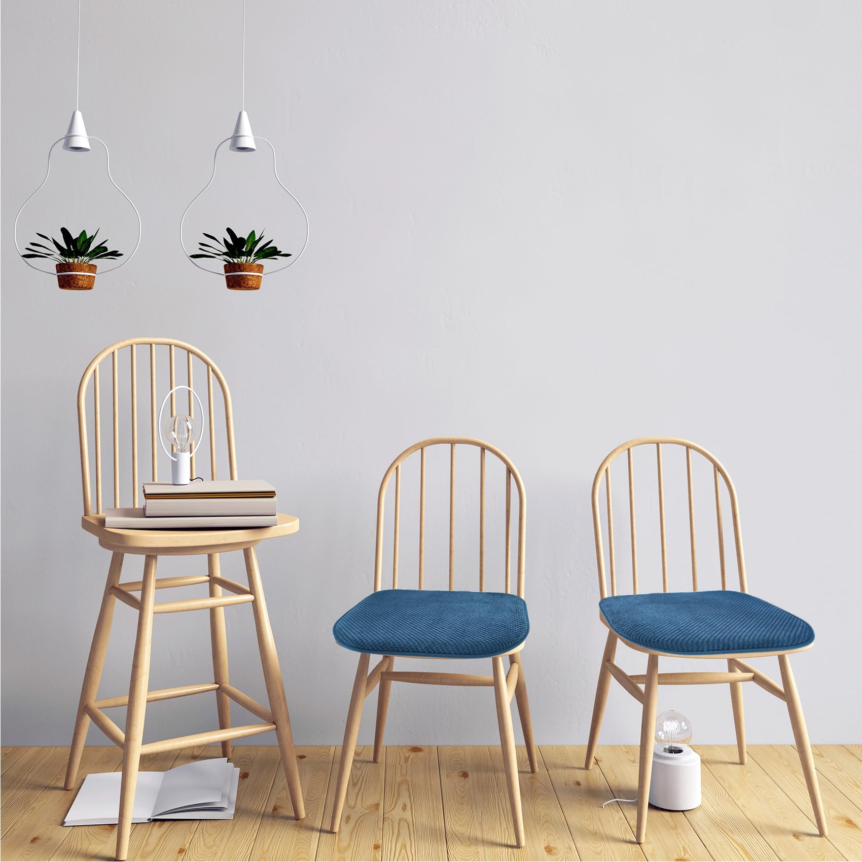 Set di 2 cuscini in schiuma blu per sedie da cucina, antiscivolo, a forma di U, lavabili, morbidi e spessi, per sedie in metallo e legno, 43,2 x 43,2 cm, ideali per patio e sala da pranzo