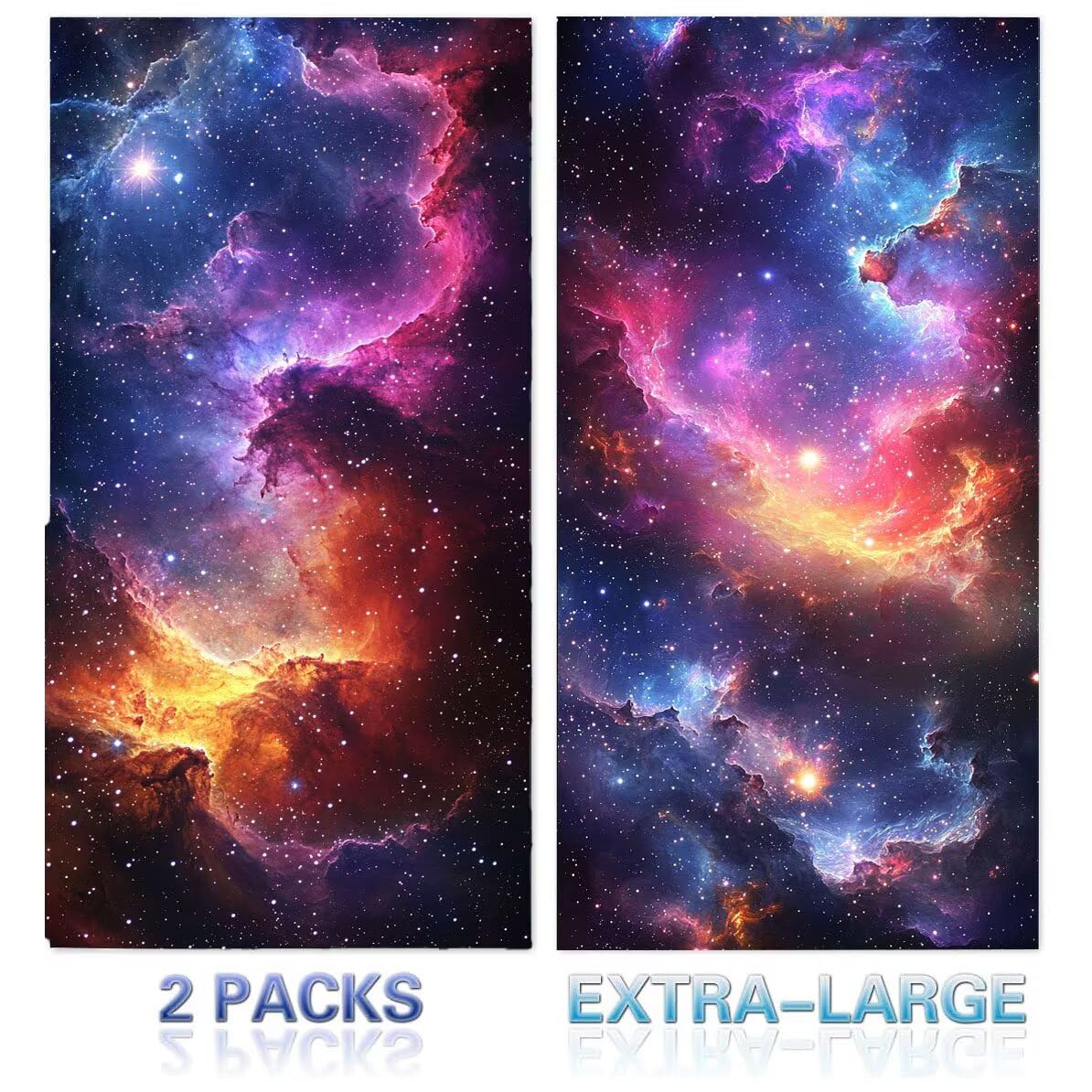 Strandtuch XXL 2er Set 80 x 160 cm, Groß Schnelltrocknendes Mikrofaser Handtuch, Sandfrei Badetuch, Summer Must Haves, für Damen Herren Reise Urlaub Sauna, mit Tasche (Universum Sternenhimmel) B-796