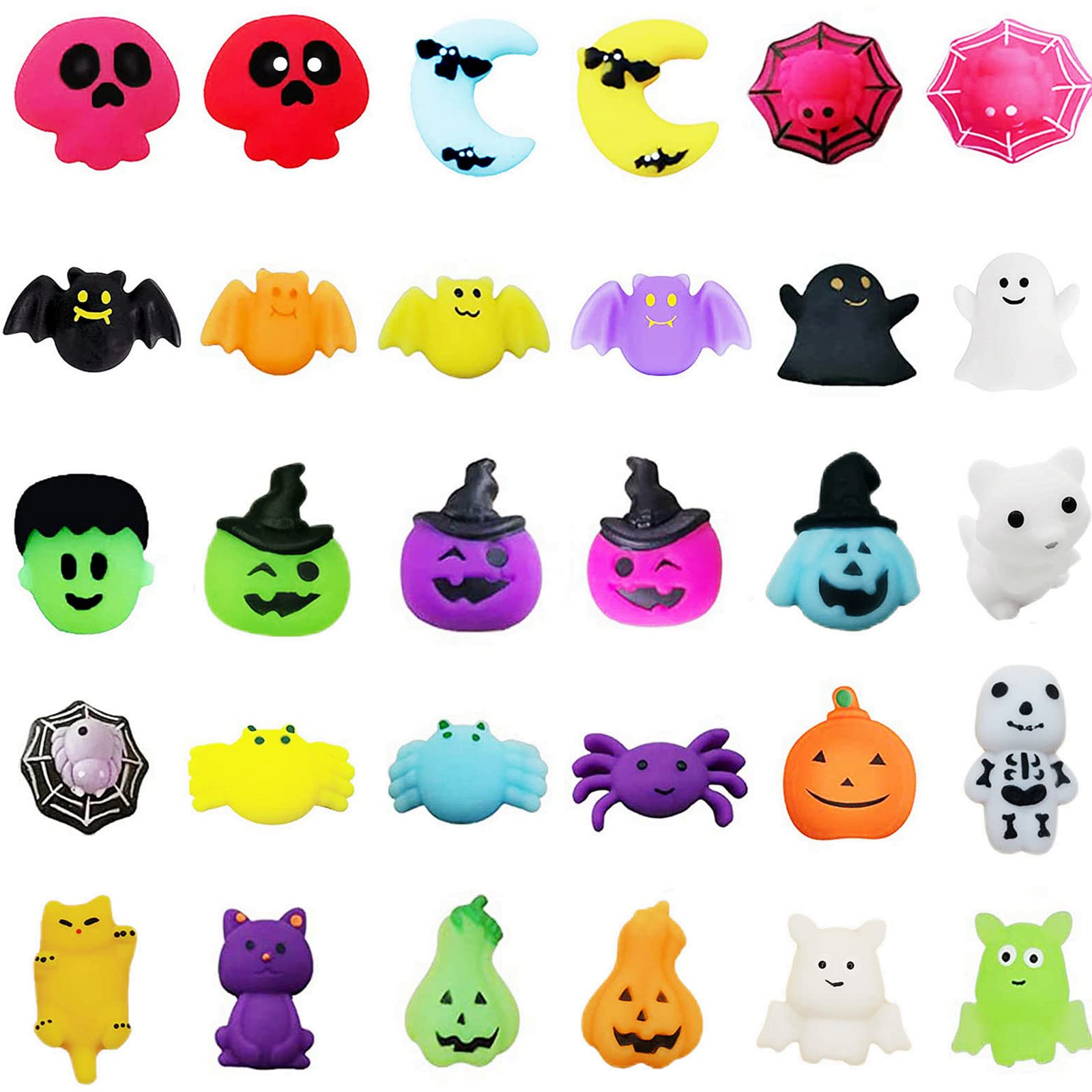 Halloween Mochi Squishy Toys Bulk Party Bag Fillers for Kids,30Pack Mini Halloween Moochies Squishies Fidget Toy,Cute Kawaii Squeeze Moji Toys for Kids Halloween Party Favors,Treat Bags Filler Gifts