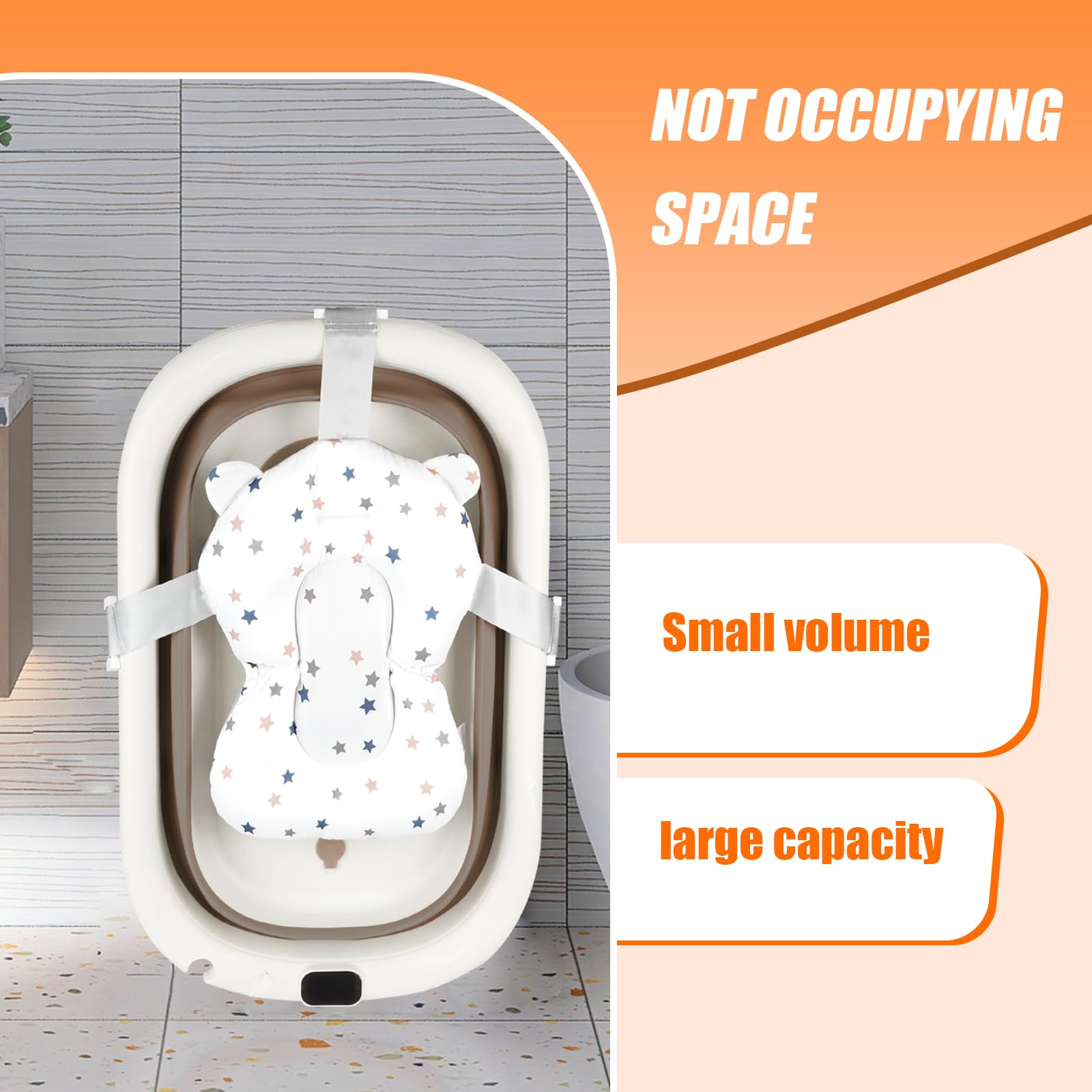 Baignoire Enfants Pliable XXL avec Transat de Bain et Thermomètre Intégré Baignoire Sur Pied Cadeau Naissance