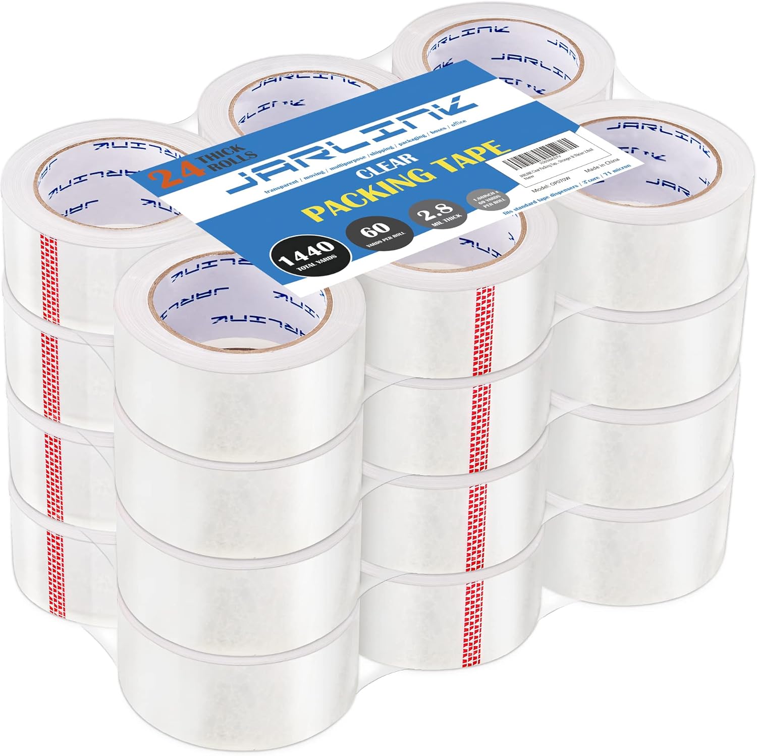 JARLINK Clear Packing Tape (18 Rolls), Heavy Duty Packaging Tape for Shipping Packaging Moving Sealing, Stronger & Thicker 2.8mil, 1.88 inches Wide, 60 Yards Per Roll, 1080 Total Yards