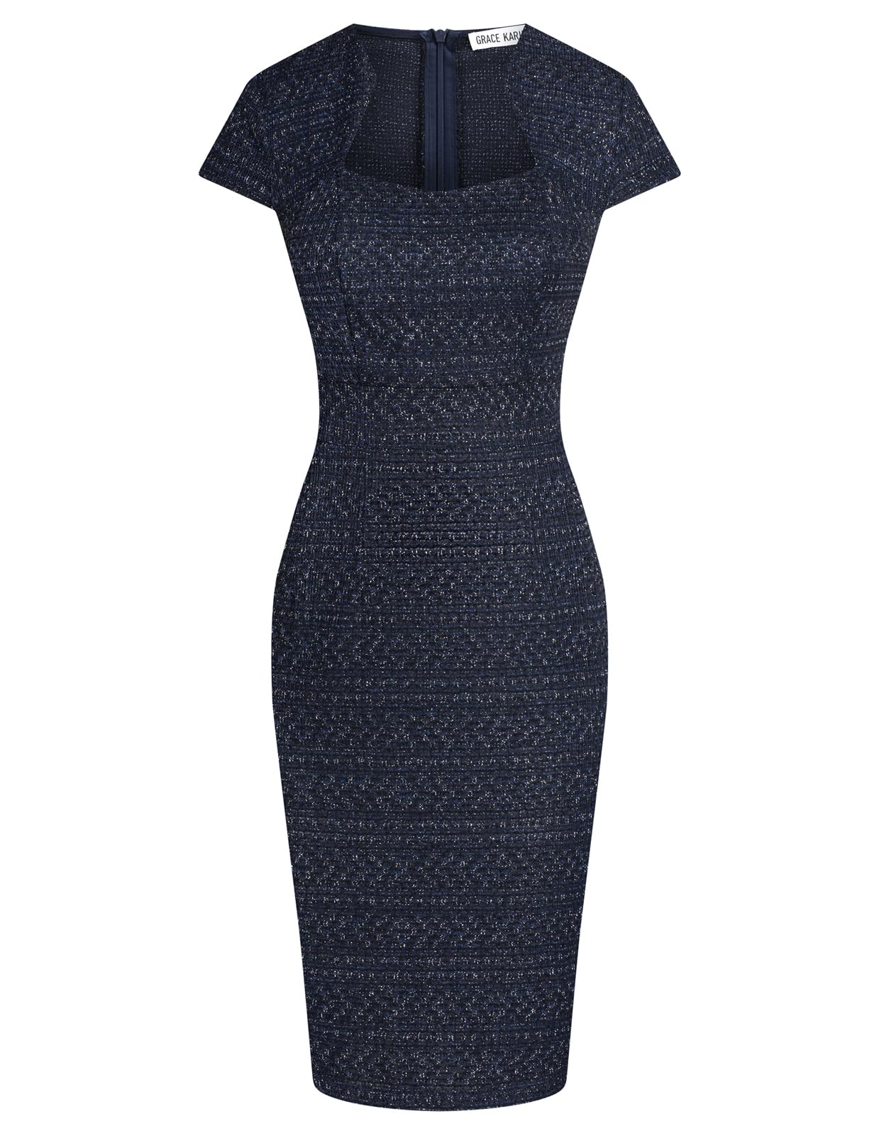 GRACE KARIN Women's Gorgeous Pencil Dress Cap Sleeve Tweed Pencil Dress for Work