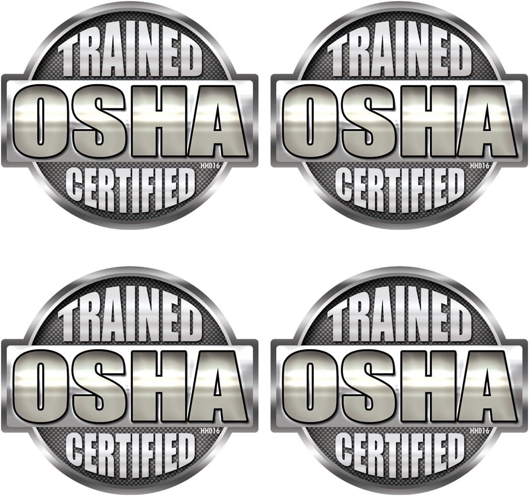 OSHA Trained Certified Hard Hat Stickers 4 Pack #HH016