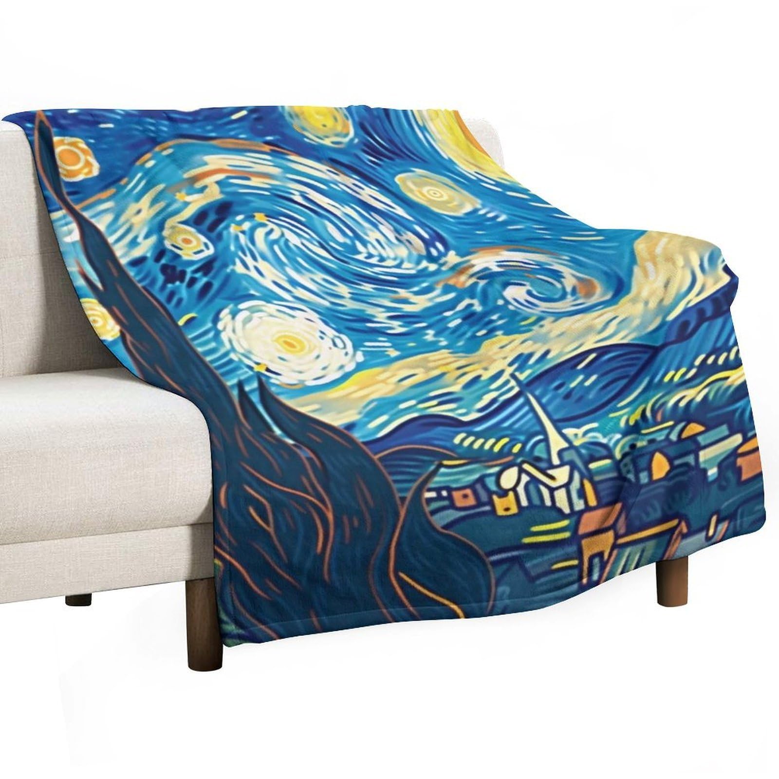 YHGSREUOH Modern Starry Night Illustration 04 Flannel Blankets Fleece Soft Throw Lightweight Plush Gifts for Couch, Bed, Cozy Sofa Plush, Chair, Lovers 130x175cm(50x70in)