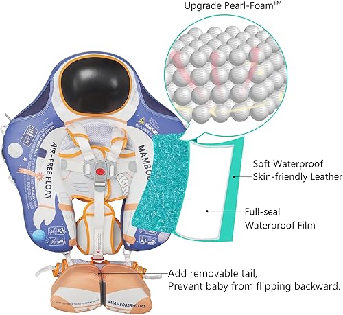 Miniatura 2 de Flotador Mambobaby con dosel para la cintura del bebé, anillo de natación, flotadores no inflables, juguetes con correa de seguridad ajustable