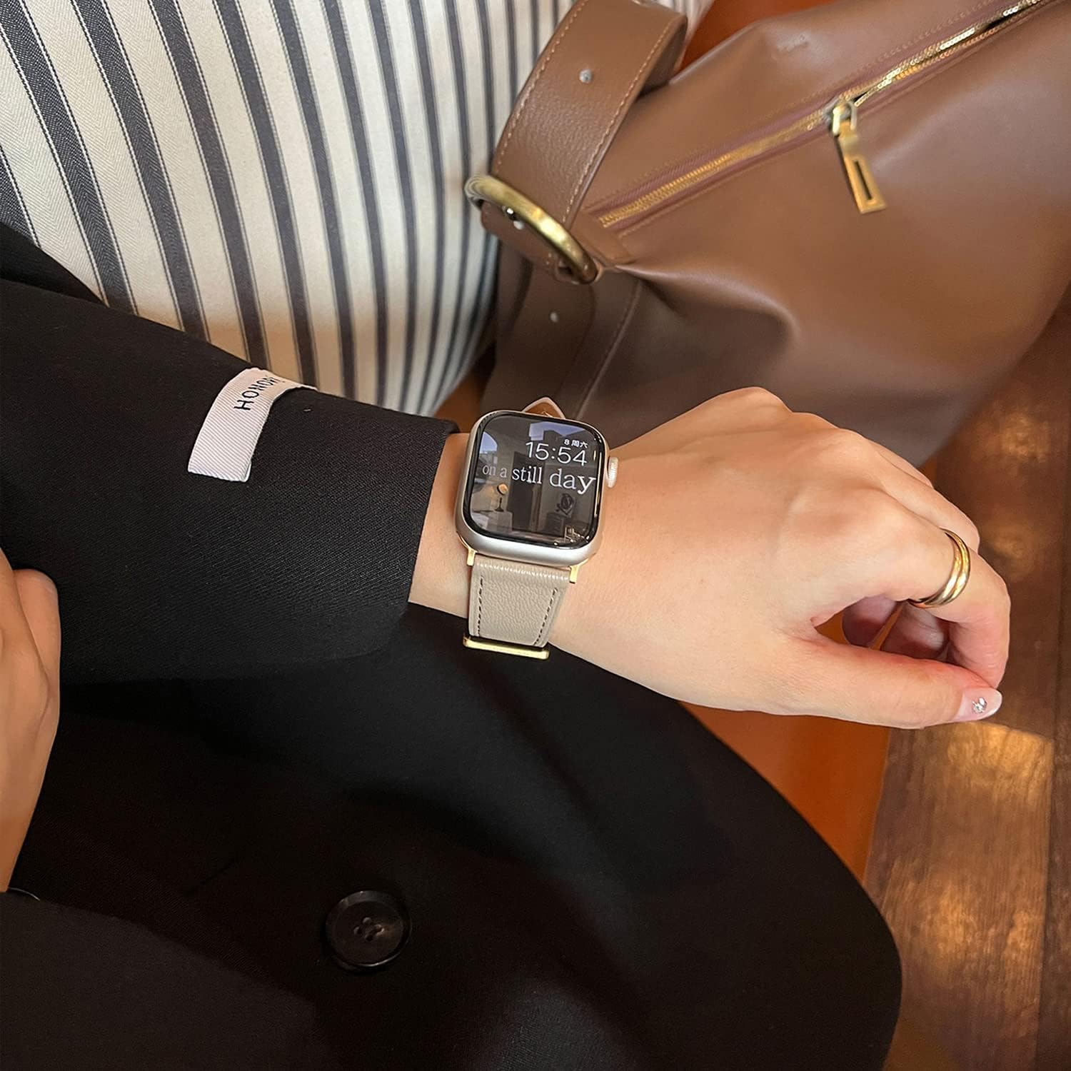 Moran Leather Bands Compatible with Apple Watch Band 49mm 45mm 44mm 42mm 41mm 40mm 38mm, Top Grain Leather Sheepskin Strap Thin Wristband for iWatch Ultra Series 8 7 6 5 4 3 2 1 SE/SE 2