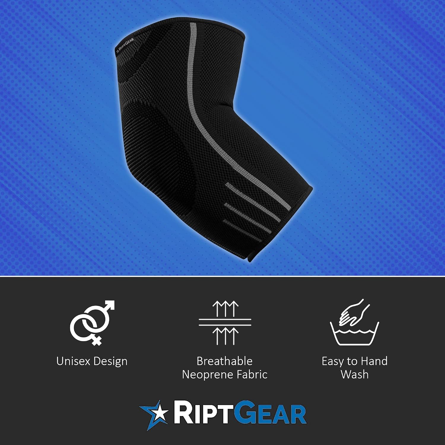 RiptGear Elbow Brace for Tendonitis and Tennis Elbow for Men and Women - Elbow Compression Sleeve for Bursitis - Elbow Brace for Golfers Elbow - Support Compression Sleeves (Medium, Black (1 Pack))