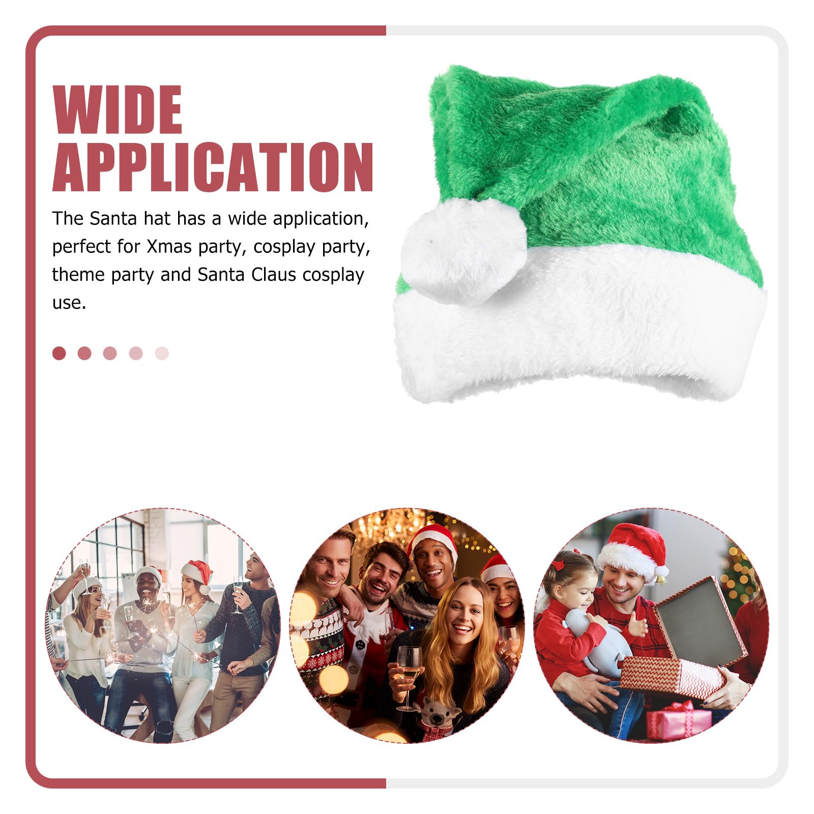 SOLUSTRE Bonnet de Noël en Peluche Verte pour Hommes et Femmes, Léger et Accessoire pour Fête de Noël ou Cosplay