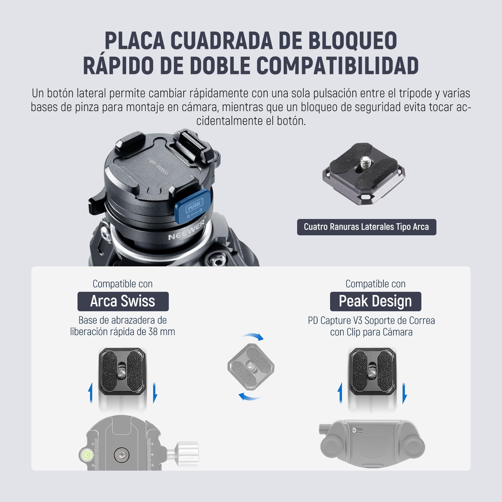 NEEWER LITETRIP LT32 - Trípode de viaje de fibra de carbono de 62 pulgadas con nivelación de ± 15°, cabeza panorámica de 360°, eje central desmontable, hebilla de giro rápido, placa Arca QR compatible