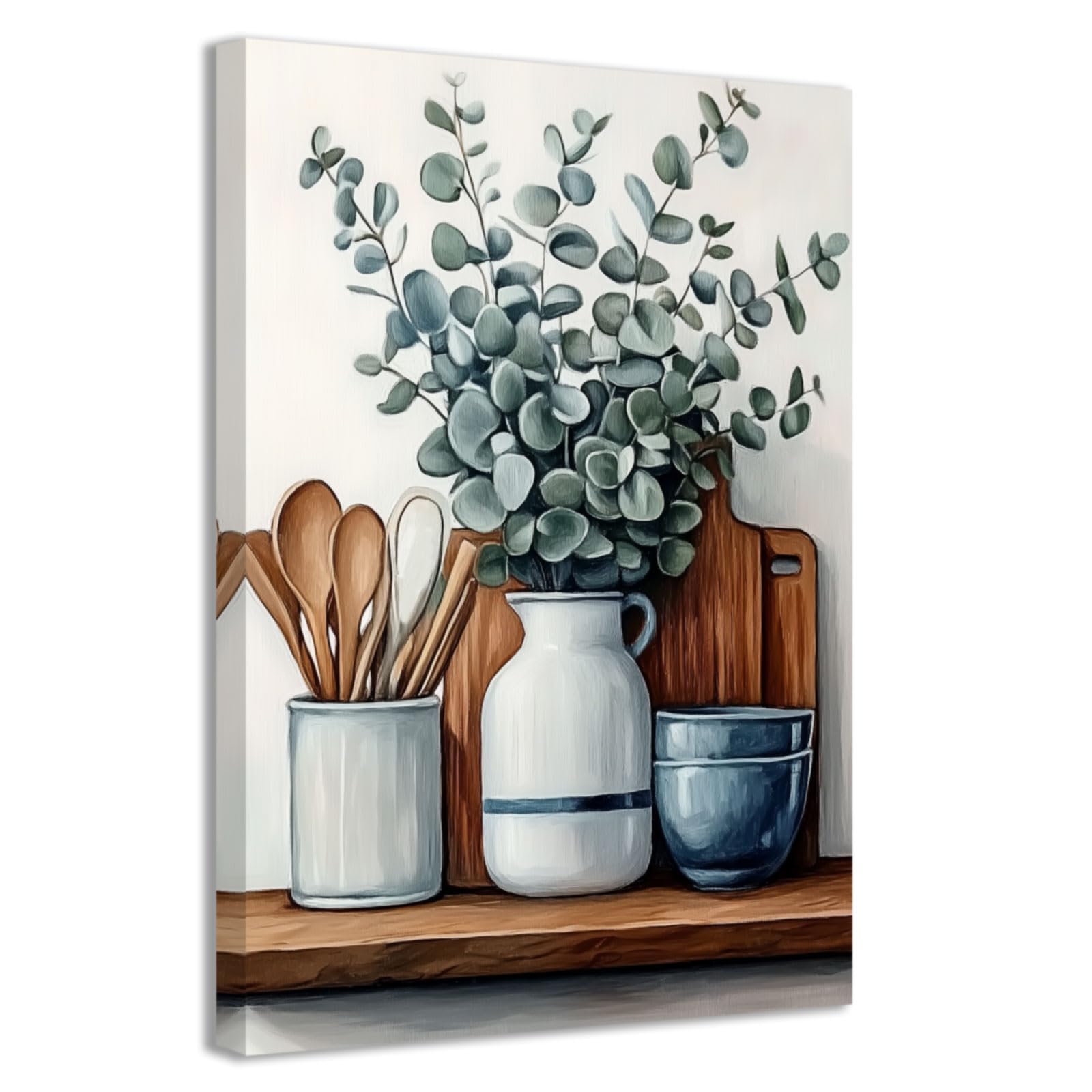 CCWACPP Dipinti su tela da cucina piante verdi stampe da parete quadri botanici rustici vintage fattoria casa sala da pranzo dispensa arredament incorniciato (30 x 45 cms)