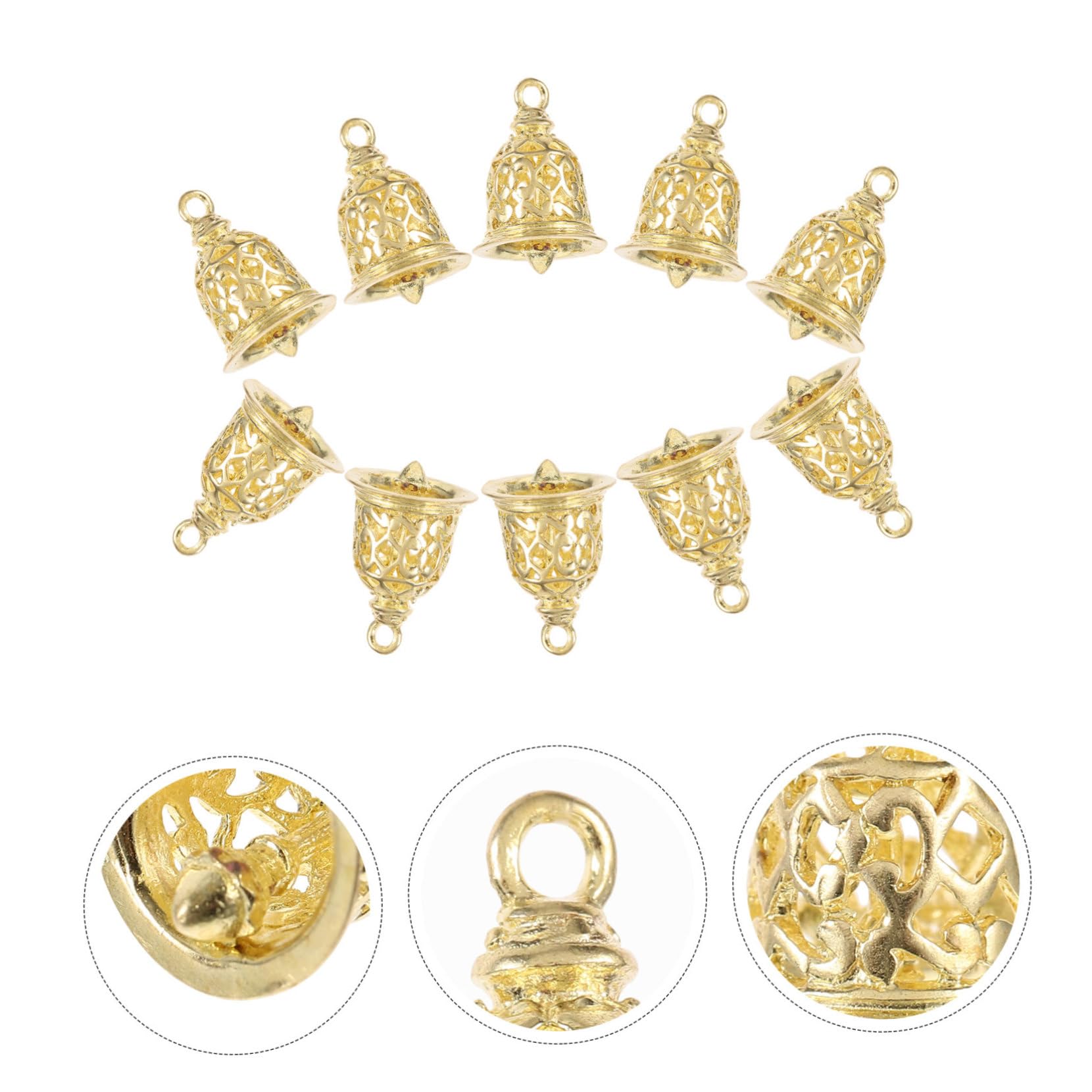 SHINEOFI 40pezzi Campanelle Decorative Ottone Pendenti per Borse e Accessori Fai da Te Campane Hollowed-out per Decorazioni Natalizie e Artigianato