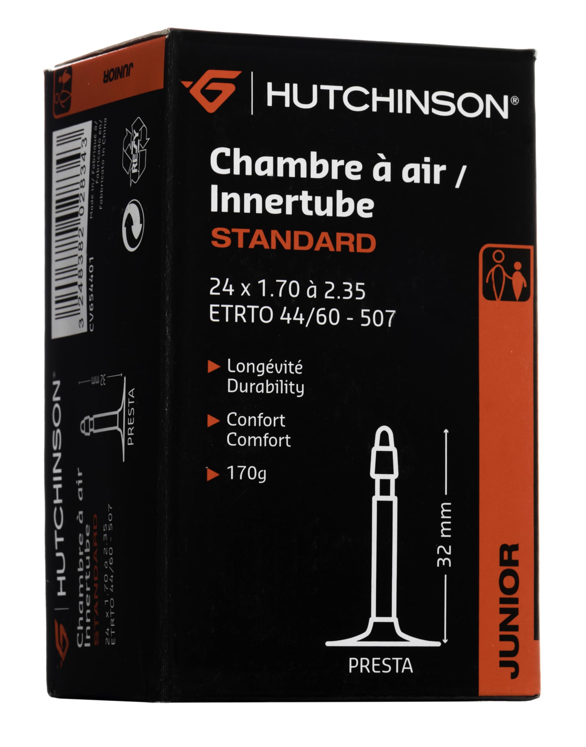 Hutchinson standardowy dętka rowerowa, czarna, 24 x 1,70/2,35 zawór francuski 32 mm