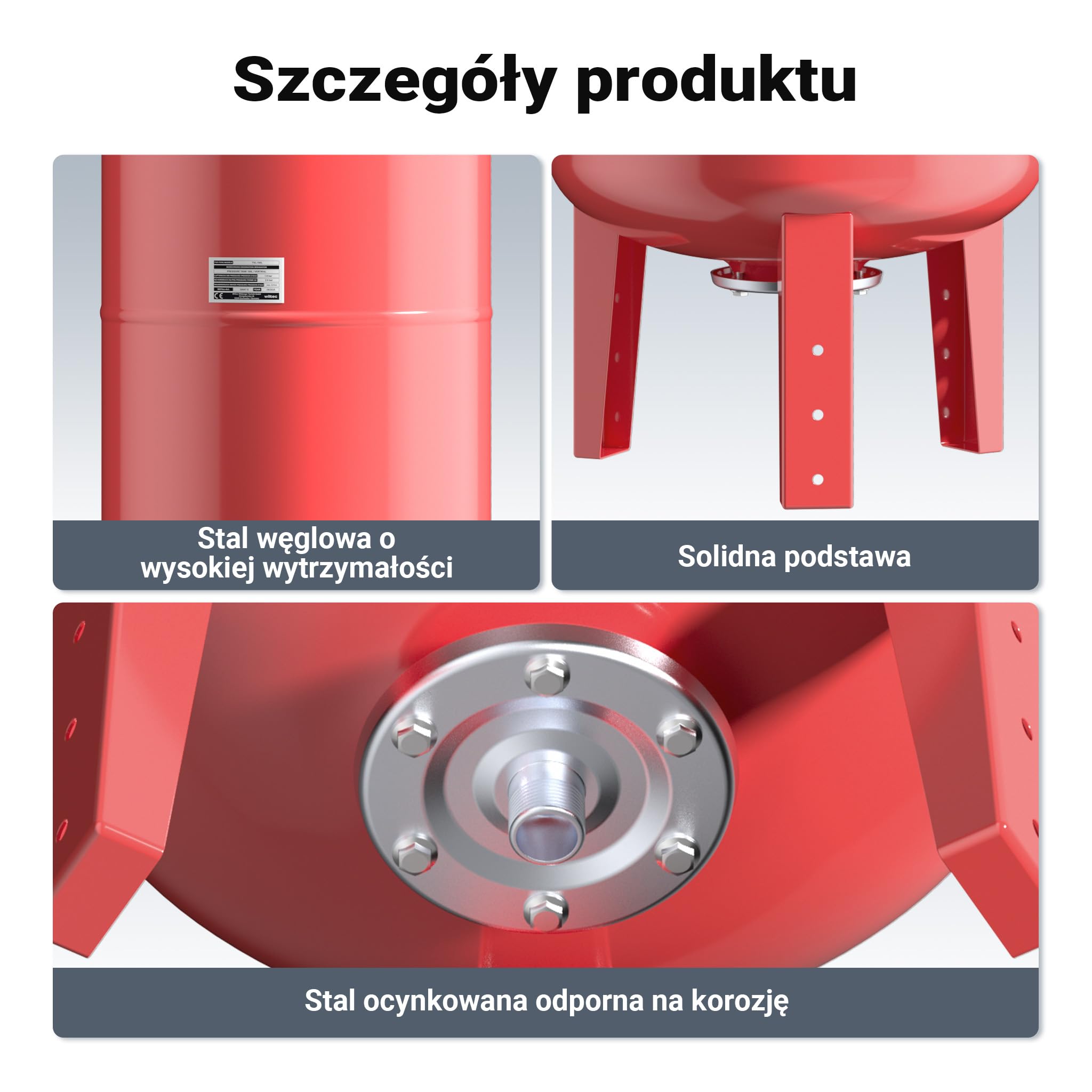 Wiltec Zbiornik hydroforowy 100 l, naczynie przeponowe do wody, zbiornik ciśnieniowy pionowy do instalacji wodnych, zbiornik membranowy do hydroforu
