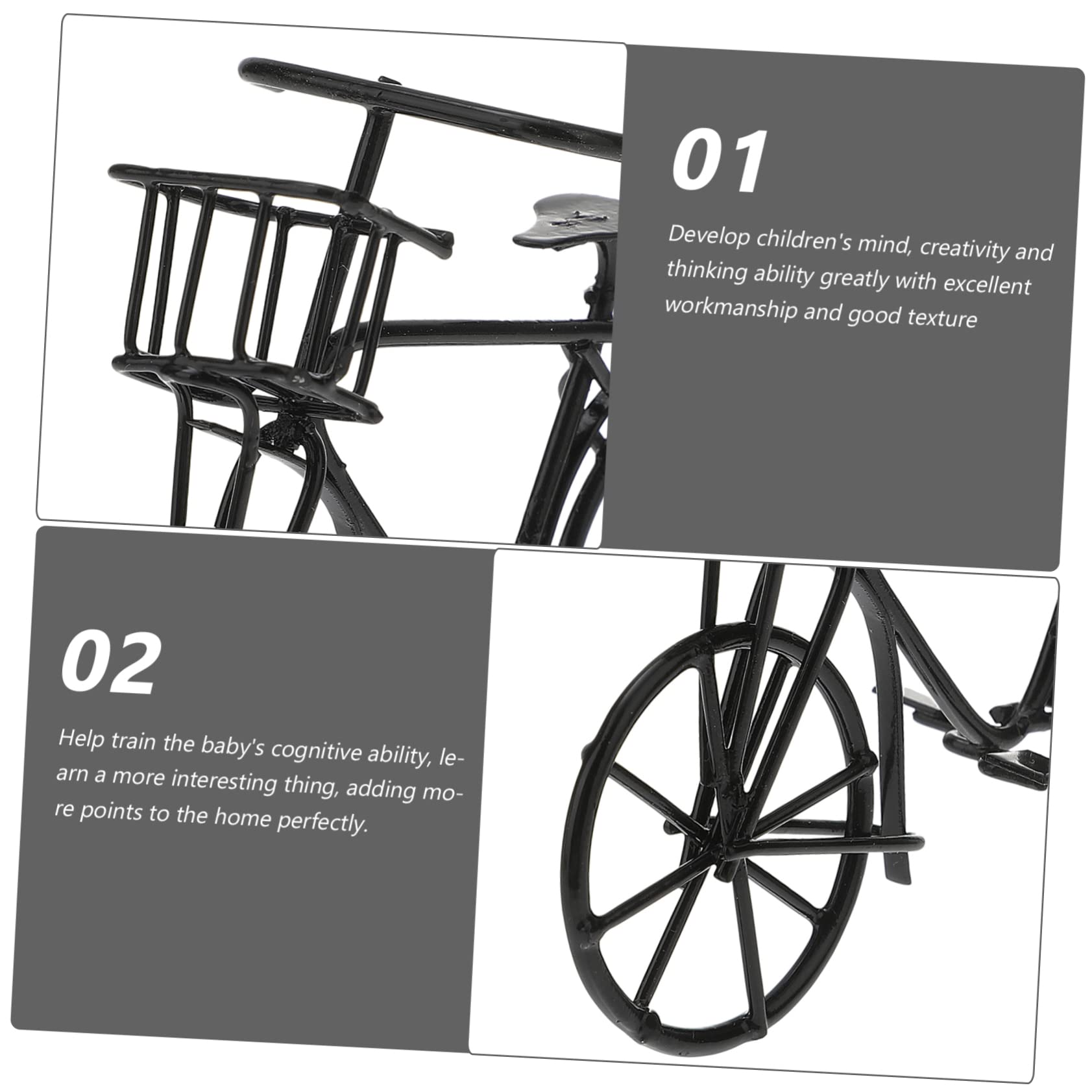 Mobestech Miniatur Fahrrad Spielzeug Für Puppenhäuser Maßstab Schwarze Metall-Fahrrad-Dekoration Kreative Puppenmöbel Zubehör Für Leicht Und Platzsparend