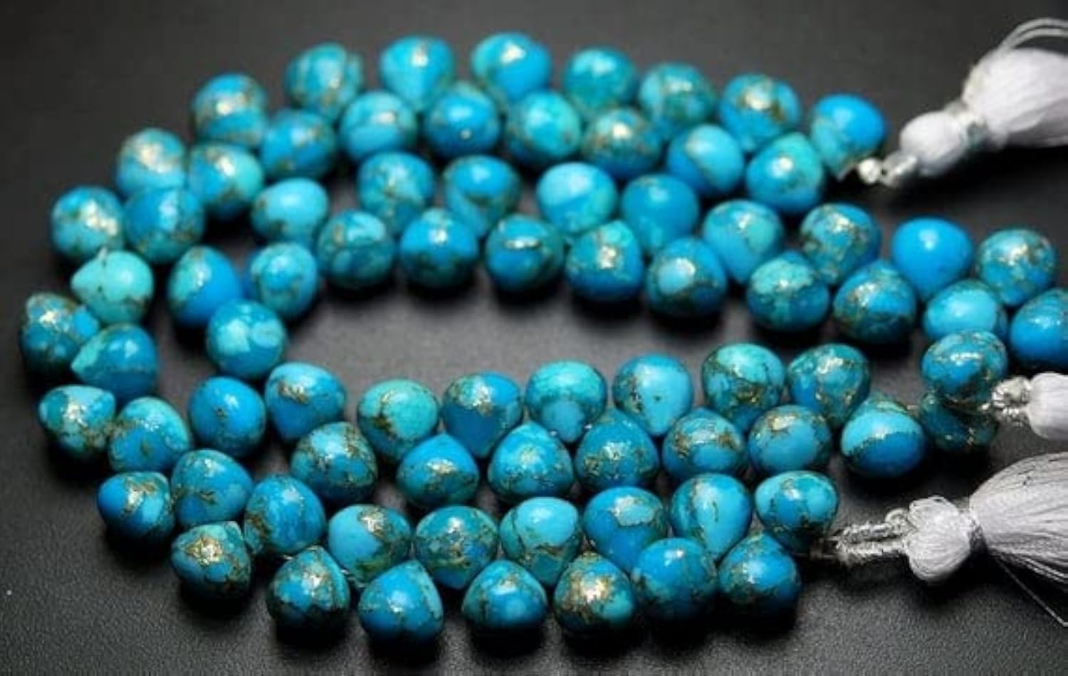 LKBEADS 5 Matched Pair,Sky Blue Copper Turquoise Smooth Onion Shape Briolettes,8mm