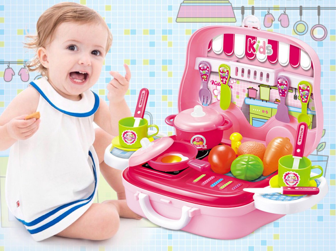 Magicwand Plastic Pretend Play Carry Along Kitchen Food Play Set for Girls (26 Pcs W/o Stickers) 3