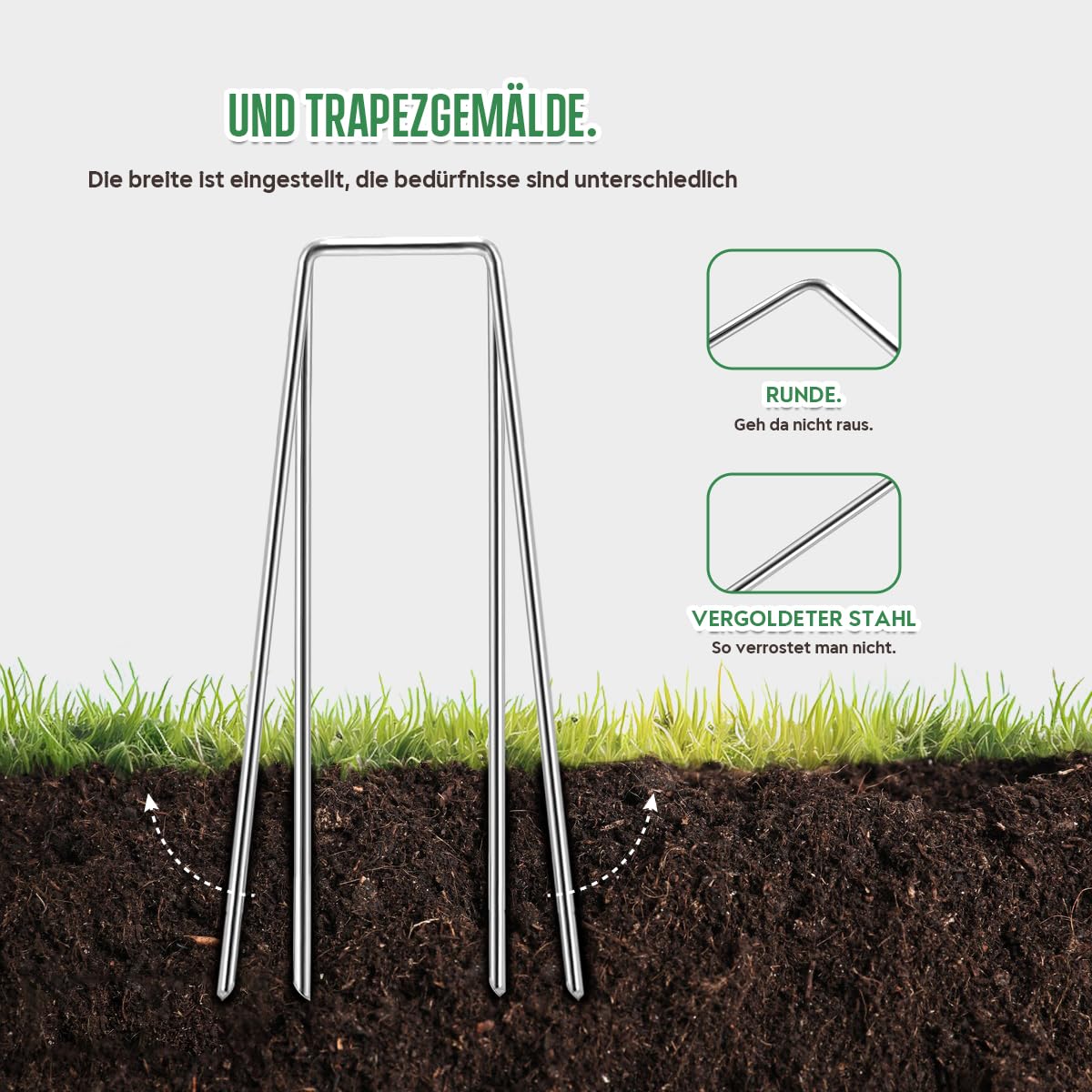 Grapas para Malla Antihierba, Cesped Artificial Y Jardin, 50unds - Acero Galvanizado, 15x3cm, ø3mm - Ultra Resistentes Y Anticorrosivas - Piquetas De JardíN, Anclaje Al Suelo
