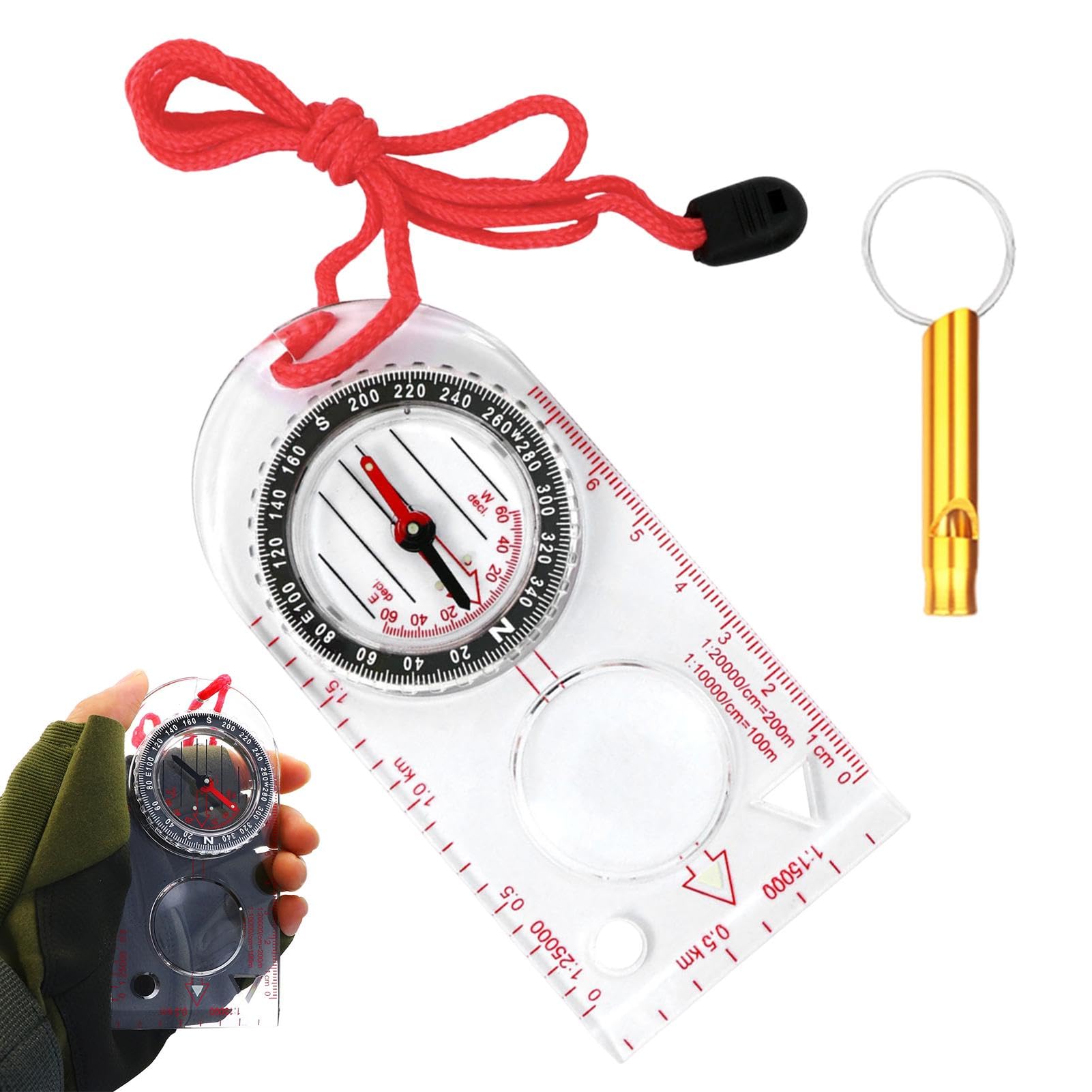 1Pc Navigation Compass,Hiking Compass with Luminous Function,with 1 Whistle,Pocket Compass for Expedition Map Reading,Navigation,Orienteering and Survival,for Outdoor Adventure Enthusiasts