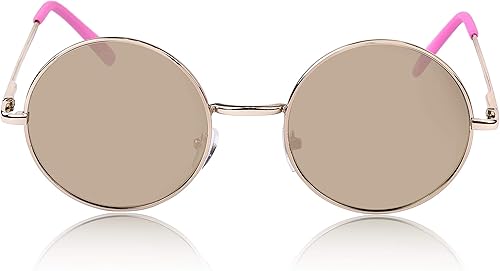 Miniatura 3 de SunnyPro Gafas de sol redondas Circle Retro Hippie Flat Mirrored Lens Gafas UV400