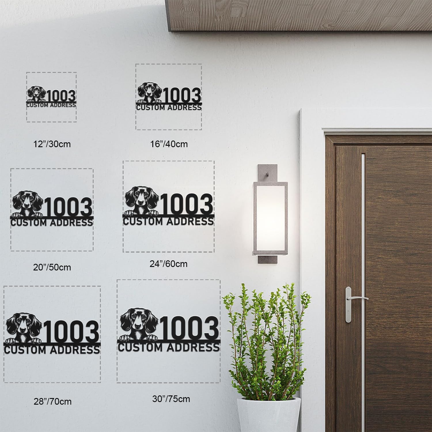 Personalized Dachshund Metal Address Signage, Custom House Number Plaque with Sausage Dog Design, Sausage Dog Sign, Pet Lover Decor for Yard, Porch and Garden (Style-2)