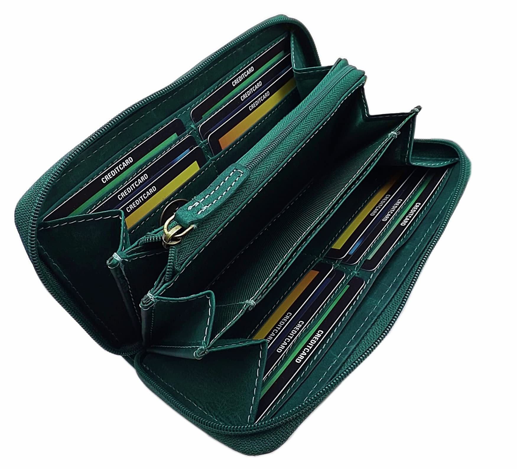 Portafoglio di Pelle per Donna con blocco RFID & NFC (Verde Scuro)